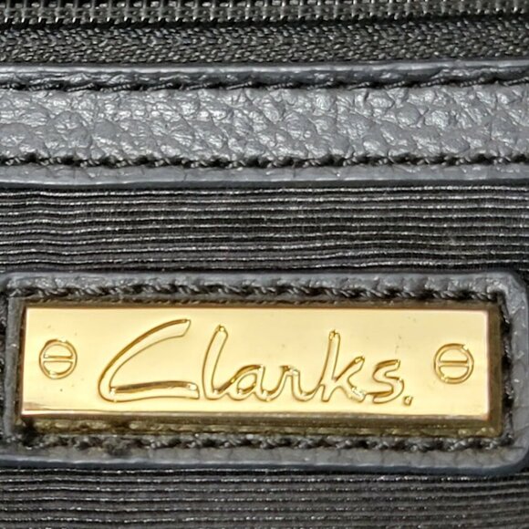 Clarks Black Leather Tote – Braided Handles, Front Zip Pocket | Everyday Carry - Picture 9 of 9